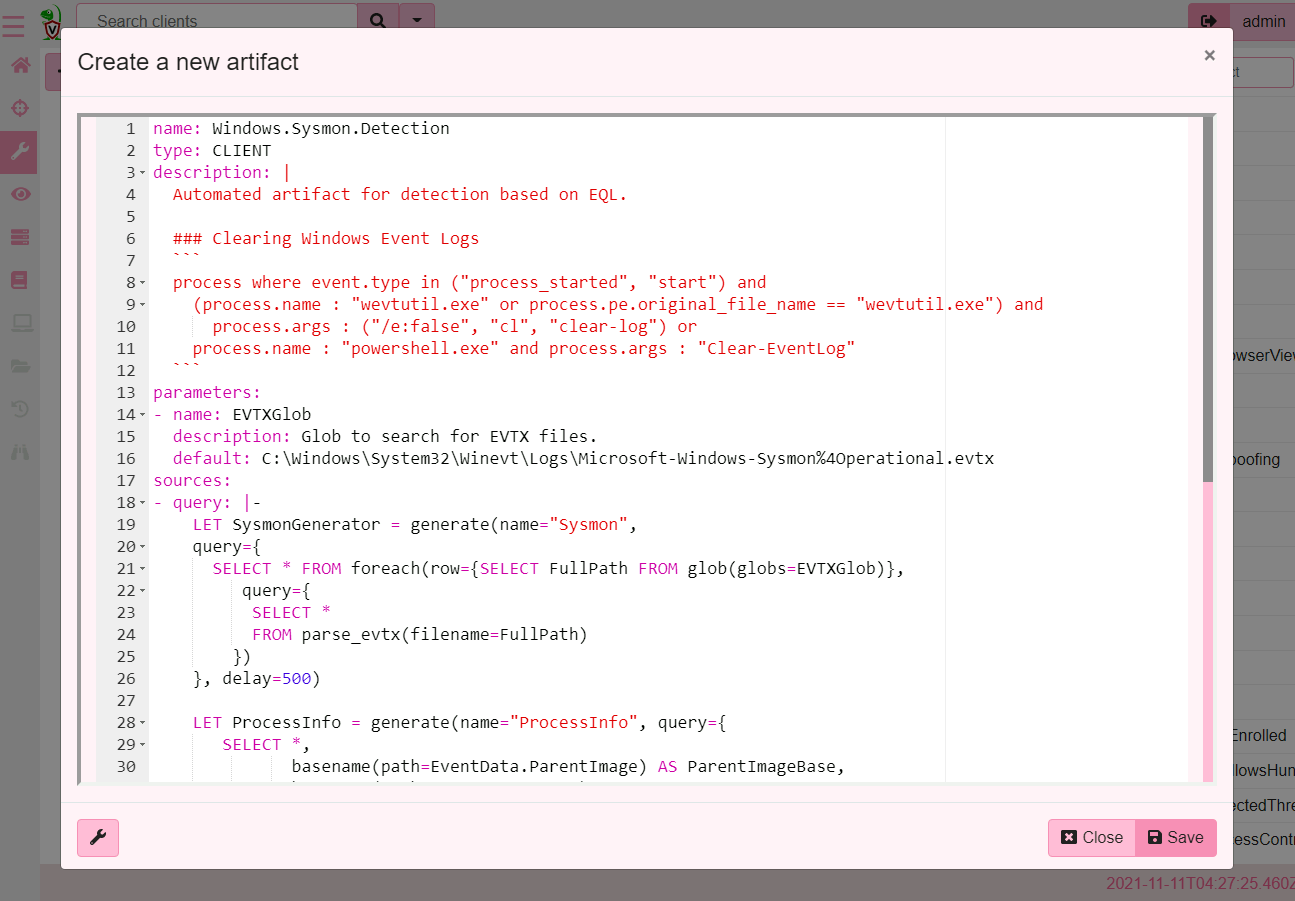 Adding the new detection artifact