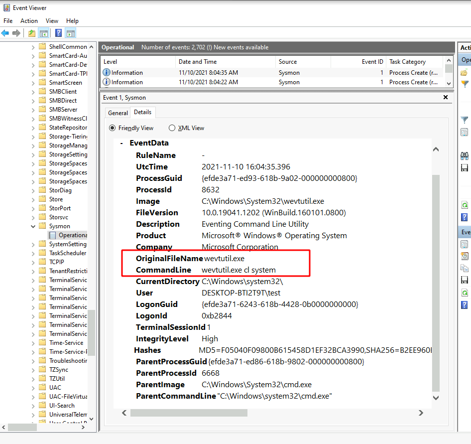 A typical Sysmon Event