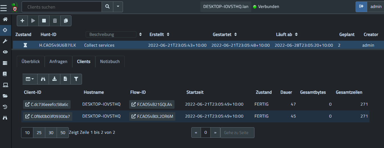 The Velociraptor interface in German