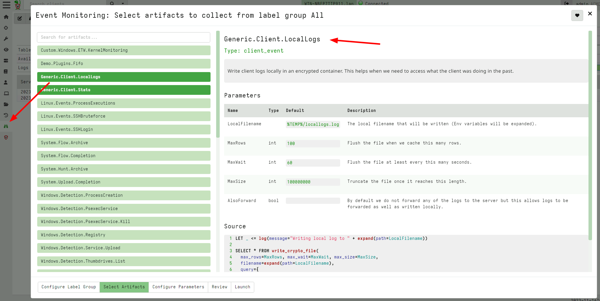 Writing local logs