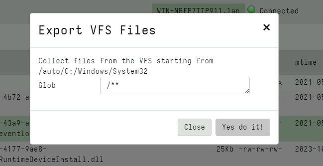 Initiating a VFS collection