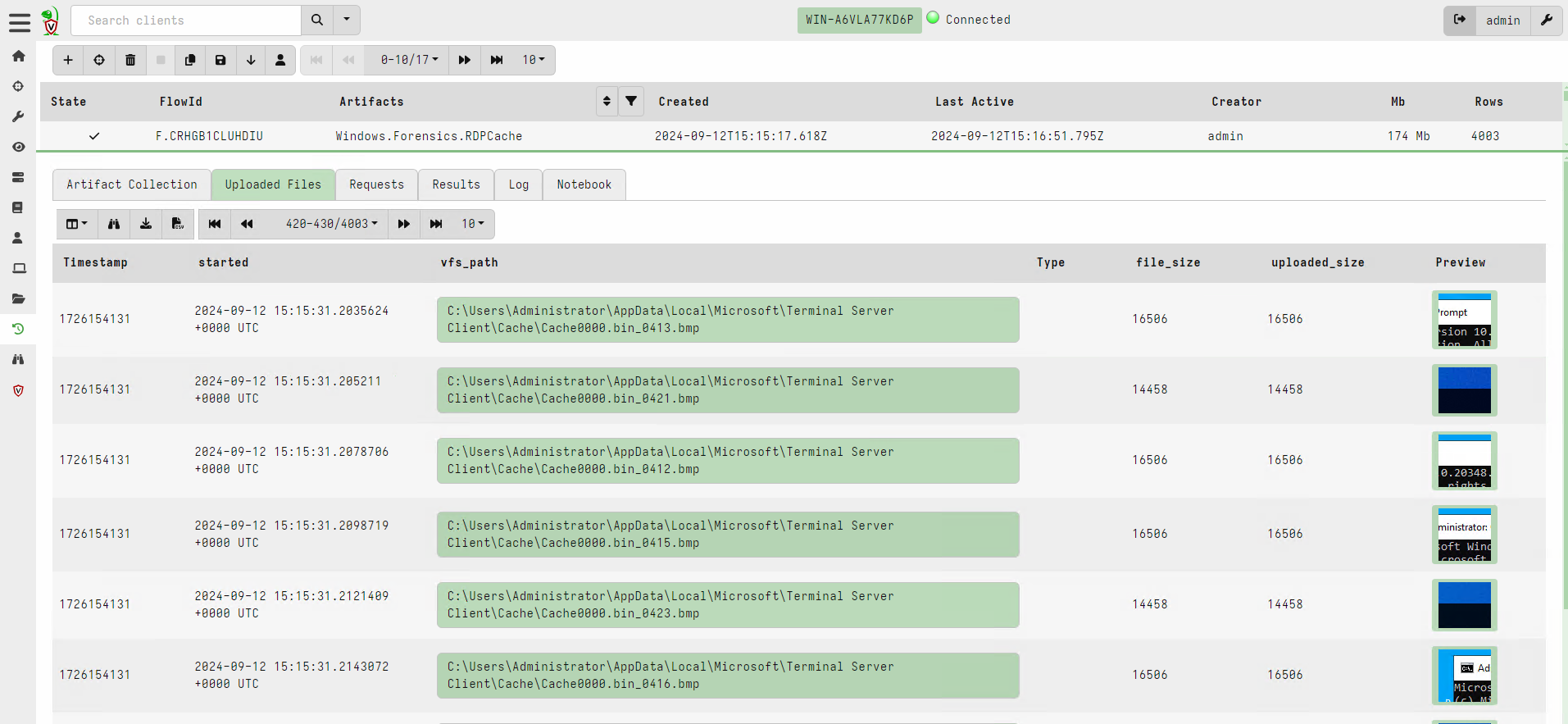 Viewing the RDP cache tiles