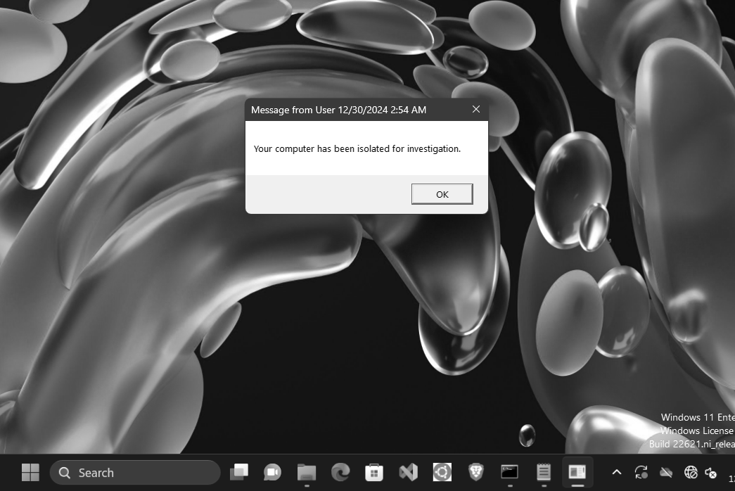 Message pop-up