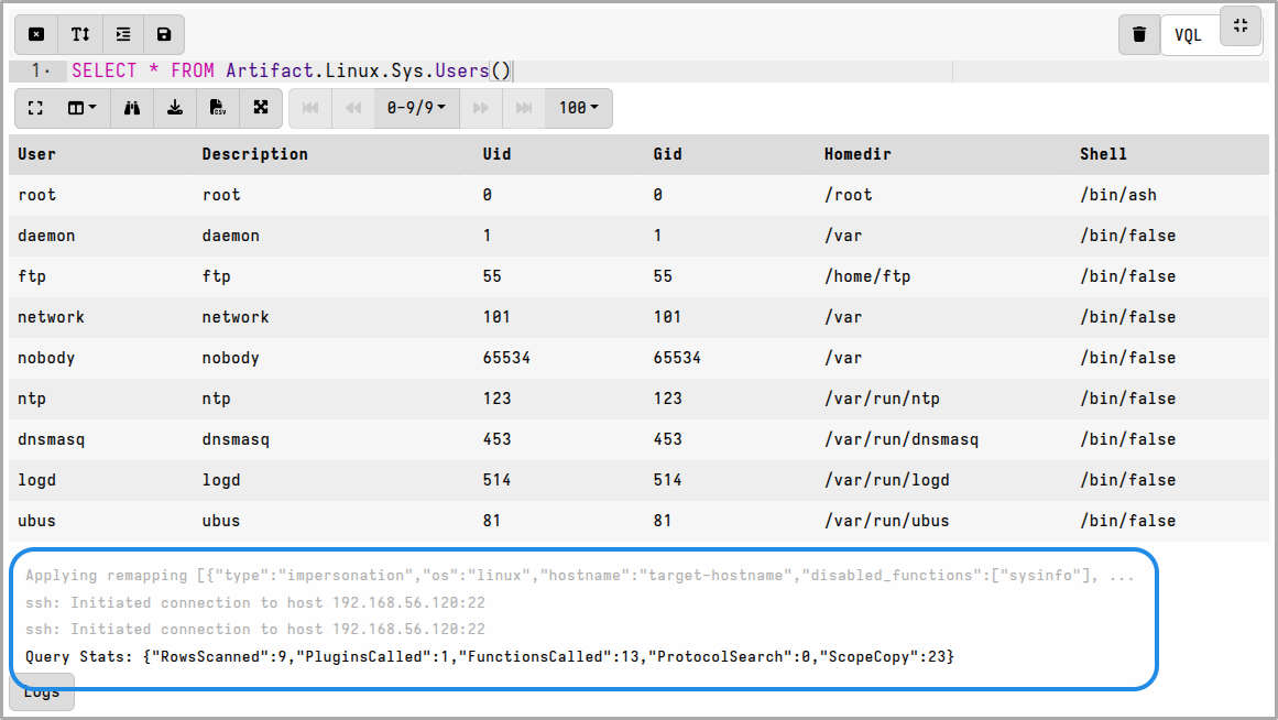 Linux artifacts show info from the remote host