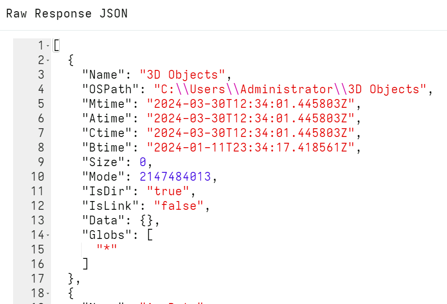 Glob output