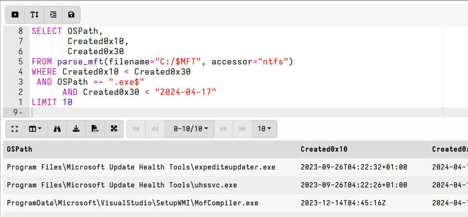 Timestomp detection