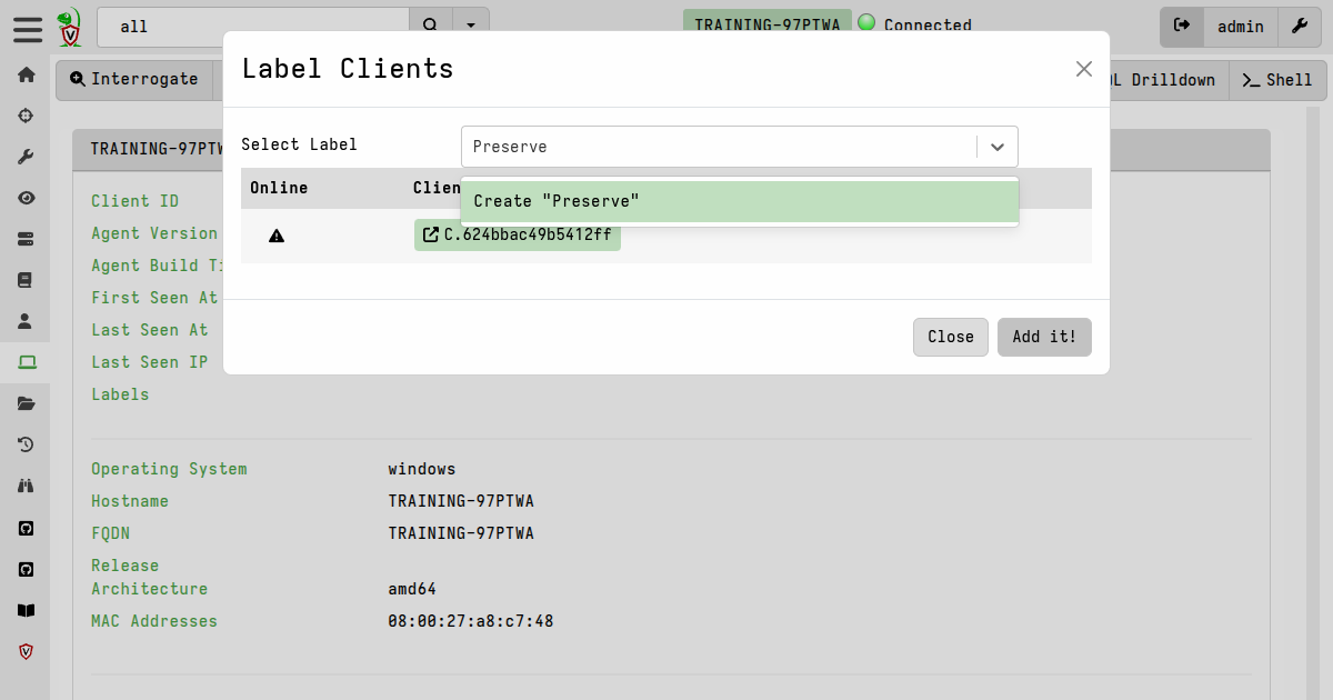Labeling clients