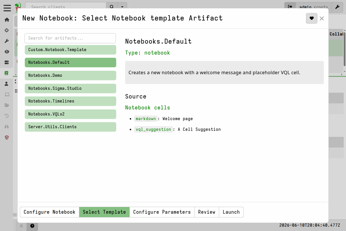 Choosing a notebook template