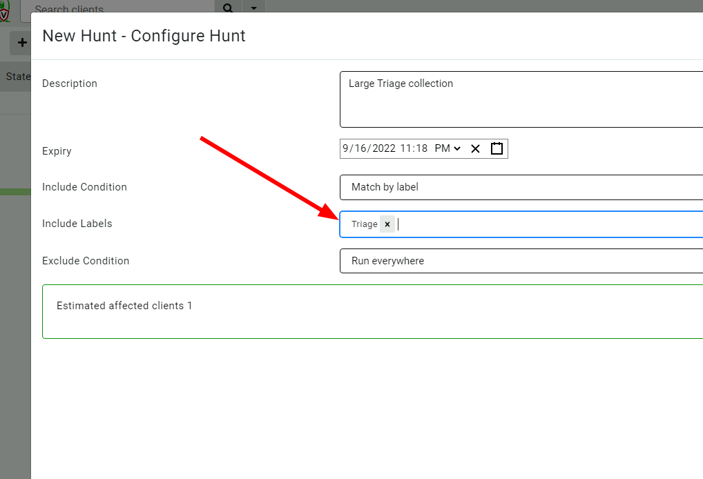 Limiting a hunt to a label
